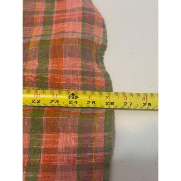 Toad&Co Camp Cove Shirt Womens Large Pink Green Plaid Organic Cotton - Picture 9 of 14